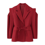 Fongt New Fashion Temperament Pad Long Sleeves Waistband Strap Shoulder Suit