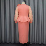 Fongt Party Party Wind Pink Dress Fashion Perspective Sleeve High Waist Dress Dress