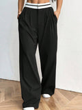 Fongt Commuting Coloring Belt Broad-Legged Suit Pants