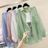 Fongt Women's Cardigan Thin Coat 2024 Summer Large-Size New Chiffon Shirt Korean Temperament