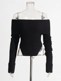 Fongt Lazy Top Dress 2025 Autumn New Fashion Niche Irregular Shoulder Knitted Sweater Woman
