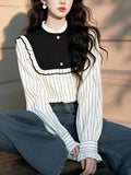 Fongt Spring Han Han Super Beautiful Beautiful Black And White Striped Shirt Female Design Sense Light Luxury To Reduce The Age Of The Gas Blouse