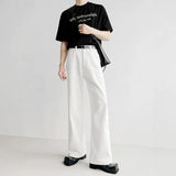 Fongt Sensing White Jeans Men's And Women's Loose Straight Drags Broad Legged Couple Casual Cleanfit Pants