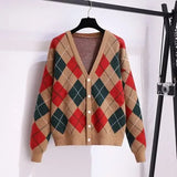 women Autumn Winter Korean Sweet 3 Piece Set Preppy Style White Blouse+Plaid Vintage Knitted Cardigan+Pleated Skirts Sets