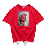 Neck Short Sleeve Loose Harajuku Avatar Print Chic Women's T-shirt Summer Korean Version 95% Cotton Stretch Female