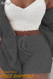 Fluffy Three Piece Set Lounge Sexy 3 Piece Set Women Sweater knit Set Tank Top And Pants Casual Homewear Outfits Home
