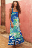 Fongt Southeast Asia New Small Flower Wave Sling Skirt High-End Temperament A-Line Dress-88166-Outfit