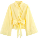 Fongt Women's Clothing Explosion Fashion Casual Collar Gold Buckle Dress Silk Shirt