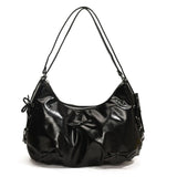 Side Lace Up Bow Pu Leather Backpack-Outfit