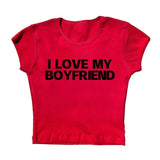 LOVE MY BOYFRIEND Summer Fashion Girls Pink Y2k Crop Top Harajuku Short Sleeve Women T-Shirt Baby Tee Streetwear EMO Girl Punk-Outfit