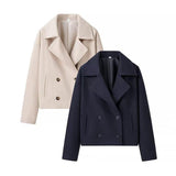 Fongt Autumn New Women's Loose Version Of Double Buckle Temperament Commuting Hair, Short Coat Coat