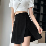Fongt Hip Skirt Plus Black A Word High-Waisted Open Skirt Summer 2025 New Short Skirt Irregular Skirt Half-Dress Woman