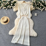 Fongt Wearing A Female Gentle Windy Hooks Long-Sleeved Knitted Shirt + High-Rise Thin Half Skirt