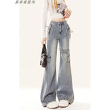 Fongt Micro-Tight Jeans Women Autumn New Retro Hottie Slimming High-Sight Belt Splicing Pants Tide