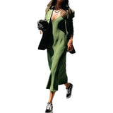 Fongt 2023 New Solid Color Low Collar Slim Dress Small Two Suit-Outfit