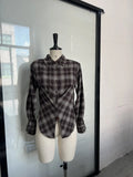 Fongt Temperament Commuting Retro Plaid Long Sleeves To Collect Waist Thin Shirt 2025 Autumn Explosion