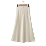 Trendy Women's Dress In Spring And Summer, The New Concise Medium And Long Style Bright Full-Length Skirt, Basic Bag Hip Skirt.-Outfit