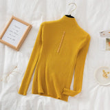 Fongt Collar Sweater Bottomed Women's Long-Sleeved Top 2024 Autumn And Winter New Button Tight Knitted