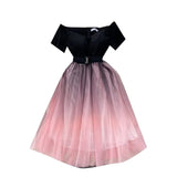 Fongt A Niche Design Bumpy Shoulder Dress Summer Women's Small Net Yarn Waist Princess Dress