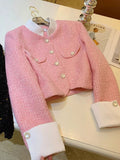 Small Fragrance Tweed Jacket Women Blazer Coat Fashion Long Sleeve Female Jacket High Quality Patchwork