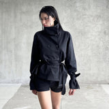Fongt Dark Wind Simple Tie Belt Belt To Collect The Belt Casual Trench Coat Hottie High-End Feel Jacket Jacket