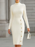 Fongt Casual Wool Dress Temperament Simple Dress Dress Autumn And Winter Women's Clothing