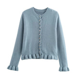 Fongt Women's Autumn And Winter New Laminated Wooden Ear Knitted Shirt Jacket