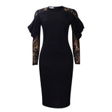 Fongt Women's New Fashion Temperament Lace Splicing Body Sexy OL African Dress