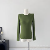 Fongt New Model Knitted Long-Sleeved Women Hot To Sell The Basic Solid Color Bottom T-Shirt