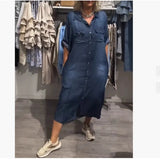 Fongt Summer New Women's Fashion Casual Single-D Row Buckle Short-Sleeved Dress Women