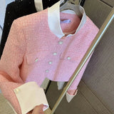 Small Fragrance Tweed Jacket Women Blazer Coat Fashion Long Sleeve Female Jacket High Quality Patchwork