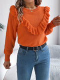 Fongt Shooting 2025 Autumn And Winter Elegant Solid Color Lotus Leaf Side Long-Sleeved Jacket Sweater Women's Clothing