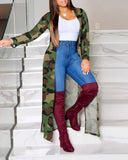 Autumn And Winter Women's Wear New Long-Sleeved Printing Long-Style Leisure Long-Style Coat-Outfit