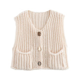 Fongt Women's Explosive Coarse Knitted Vest Cardigan