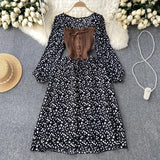 Fongt Dress With French Bumpy Dress Broken Floral Dress Color Two Pieces Of Sweet Fake Dress Long Sleeves