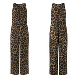 VONDA Party Rompers Women Jumpsuits Vintage Leopard Printed Playsuits OL Hollow Sleeveless Overalls Casual