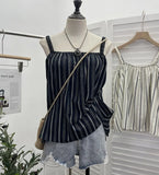 Vintage Bumpy Striped Small Sling Vest Women's Summer Free Holiday Style Sleeveless Top