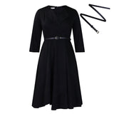 Fongt Women's 2025 Autumn And Winter 2025 New Fashion V-Neck Solid Dress With High-Waisted African Dress