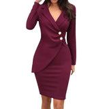 Fongt 2025 Body-Buttoning Hip-Bottom Button Buckle Professional Dress Ebay