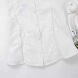 Spring New Women's Fashion Leisure Hollow Embroidered Shirt 8741047-Outfit