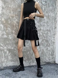 Techwear Women Black Cargo Skirts Gothic Grunge Harajuku Punk High Waist Mini Skirt Dark Alt Wear Female Belt