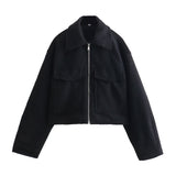 Fongt Spring And Autumn Women's Street Fashion Soft And Short Jacket Jacket Coat Soft Texture