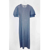 Fongt Folds 2025 New High-Grade Solid-Colored Round Collar Folded Dress Loose Fashion Comfortable Casual Dress