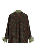 Vintage Style Floral Printing Loose Women's Blouse Shirt Korean Casual Long Sleeve Ladies Button Blouses Female