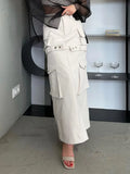 Fongt Detachable Two-Wear Work Dress Women High Waist Thin Multi-Pocket Design Fashion Trend Comfortable