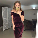 Fongt Hot Sales Explosion Temperament Commuting Women's Clothing One-Word Collar Shoulder Dress Dress
