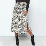 Fongt / Summer 2023 Leopard Print Slit Skirt Sexy Zipper High-Waist Long Skirt-Outfit