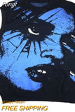 Street Fear Figure Printed Pure Cotton Tank Top Sweater Harajuku Y2k Pullover Men's and Women's Sweaters Jacquard