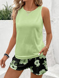 Fongt New Fashion Casual Pure Color Vest Shorts Set