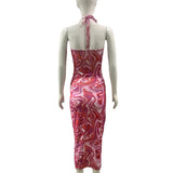 Summer Fashion Women's Dress With Bare Back And Printed Dress Will Be Issued Instead.-Outfit